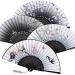 4 Pieces Folding Fans Handheld Fans Bamboo Fans with Tassel Women's Hollowed Bamboo Hand Holding Fans for Wall Decoration Gifts (Gray Gradient Pink Plum Blossom Black Gradient Pink Peach Blossom) Black Gray