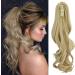 FXYTK Claw on Ponytail Clip in Ponytail Hair Extensions Hair Piece Clip on Pony Tail Hair Extension Claw Jaw Ponytail Extensions 18" Curly Sandy Blonde Mix Bleach Blonde 18 Inch-Curly Sandy Blonde Mix Bleach Blonde-18" Curly