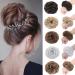 Thick Hair Bun Extensions Messy Curly Hair Scrunchies Hairpieces Synthetic Donut Updo Hair Pieces for Women Girls - Light Auburn mix Honey Blonde 45 g Auburn & Dark Blonde