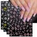 JMEOWIO 9 Sheets Spring Flower Hibiscus Nail Art Stickers Decals Self-Adhesive Pegatinas U as Colorful Summer Floral Pink Nail Supplies Nail Art Design Decoration Accessories