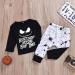 DaceStar 2PCs Newborn Baby Clothes Set | Long Sleeve Letter Print T-Shirt + Skull Pants | Nightmare Before Pajamas Claus | Black | 0-6 Months - Buy Online on GoSupps.com