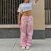Gufesf Women's Parachute Pants - Drawstring Elastic Low Waist Sweatpants, Loose Baggy Y2K Cargo Trousers with Pockets (Ak-c-pink, X-Large) - Buy Online on GoSupps.com