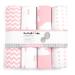 Premium 100% Cotton Girl Changing Pad Cover 4 Pack - Pink & White | Machine Washable Diaper Changing Table Sheets - Buy Online on GoSupps.com