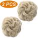 JJstar 2PCS Curly Fake Hair Bun Set - Pale Ash Blonde | High Heat Resistant Synthetic Fiber Scrunchies for Women & Girls - Buy Online on GoSupps.com