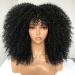 Curly Wig 16inch Afro Kinky Curly Wig with Bangs for Black Women Synthetic Bomb Wigs (Black) 16 Inch Black