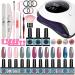FINGER QUEEN Gel Nail Polish Kit with UV Light 120W LED Nail Lamp,12 Colors Nude Pink Glitter Gel Nail Polish,No Wipe Base Top Coat,Nail Art Decorations,All In One Gel Manicure kit