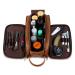 Elviros Men's Large PU Leather Toiletry Bag - Water-Resistant Travel Shaving Dopp Kit Organiser for Bathroom Toiletries - Brown Cosmetics Bag - Buy Online on GoSupps.com