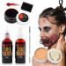 6 Pieces Scar Wax SFX Makeup Kit with Fake Blood Spray Coagulated Blood Gel Sponge Spatula Tool Halloween Special Effects Wound Modeling SFX Stage Fancy Dress Up Cosplay Kit
