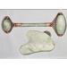 Jade Roller Gua Sha Set Natural Face Roller Skin Care Tools for Puffy Eyes Relief Anti Aging (Bai Jiacui)