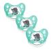 Dentistar Silikon Schnuller 3-Set- Size 1 Schnuller 0-6 months- tooth and jaw-friendly nipple with dental level- BPA-free- Made in Germany- Mole MINT