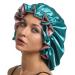 Sengterm Seiden Sleeps Women Women Women Satin Adjustable Double layers Botter Haube Silk Hair Care Handy Night Hood House For Cure Hair Long Hair L-XL Green-Pink