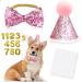 Dog Birthday Hat Dog Birthday Bandana Girl Hat Kit Bow Tie Collar With Gold Number for Pet Birthday Decorations Pet Puppy Cat Costumes Headwear Accessories Pink