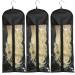 3 Pack Extra Long Wig Storage Bag with Hanger Hair Extension Holder Hairpieces Storage Bag Wigs Carrier Case for Store Style Human Synthetic Hair Black Color Black color-31.5 in