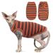 OUOBOB Sphynx Cat Clothes Breathable Hairless Cat Shirts Stripe Kitten T-Shirts Sleeveless Sweater Cat Pullover Sweater Pet Summer Clothes for Sphynx Cornish Rex Devon Rex XL Red
