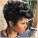 Short Hair Wigs Short Curly Pixie Wigs Pixie Cut Wigs For Black Women Fluffy Natural Wavy Synthetic Hair Wig With Bangs Black Color Black Color(1B)