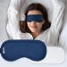 Castor Oil Pack for Eyes with Cotton Pad - Less Mess Reusable Adjustable Castor Oil Eye Mask for Eyelashes Eyebrows Growth (Navy Blue)