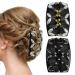 Stretchy Slides Magic Hair Combs 2Ps Hair Combs Slides for Women Magic Elastic Beaded Hair Comb Slides Double Sided Clips Hair Comb for Women DIY Square Insert Comb Hair Styling Tool(Black White