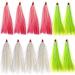 Fishing Bucktail Teasers Saltwater Fishing Lure Rig Fluke Rigs Flounder Rigs Fishing Teasers Chartreuse Pink Beige Mix Colors-12pcs