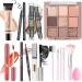Makeup Set Kit for Women Girls Teens Makeup Present Set Includes 9 Color Eyeshadow Counter Stick Foundation Eyebrow Pencil Eyeliner Mascara Lip Gloss 5Pcs Brushes Sponge Set F