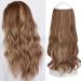 FESHFEN Hair Secrets Extensions Invisible Secret Wire Crown Hair Extensions One Piece Curly Wavy Long Hair Extension Synthetic Hairpieces for Women 18 inch Brown Highlighted Blonde