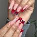 BABALAL Square Press on Nails Long Fake Nails Red French Glue on Nails Spider Design Halloween Acrylic Nails 24Pcs Squoval Manicure Artificial False Nails for Women and Girls FNO11red