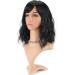 FAELBATY Short Black Wig with Air Bangs | Shoulder Length Synthetic Curly Wavy Bob Wig for Women - Perfect for Cosplay and Costumes - Buy Online on GoSupps.com