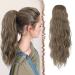 FESHFEN Ponytail Extensions Drawstring Ponytails Hair Extension Ash Brown Long Curly Wavy Hair Piece Synthetic Pony Tail Hairpieces for Women 18 inch 18 Inch Ash Brown