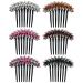 inSowni 6 Pack Luxury Glitter Sparkly Gems Rhinestones Crystals leaf Black Plastic Decorative Hair Side Combs French Twist Slides with Long Teeth Hair Bun Updo Accessories Hairpins Barrettes Clips for Women Girls