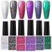 Makartt Gel Nail Polish Set, 6 Colors Reflective Glitter Gel Nail Polish Kit Red Black Purple Green Blue Soak Off Sparkle Shiny Disco Nail Gel Polish Nail Art Salon DIY at Home Gift for Women 8ML
