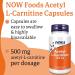 Now Foods Acetyl-L-Carnitine 500mg - 50 Vegan Capsules | Lab-Tested Amino Acid | Gluten & SOYA Free | Vegetarian-Friendly - Buy Online on GoSupps.com