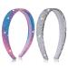 Sibba Headbands Hair Band 2 PCS Rhinestone Sparkly Thin Beaded Wide Head Bands Silver Sparkle Glitter Large Bling Sequin Jeweled Holiday Easter Day Children Accessories Gifts Children Girls