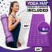 Yoga Mat with 75 Illustrated Poses & Stretches + Carrying Strap | Non-Slip Extra-Thick Mat for Men and Women | Beginner-Friendly | Blue/Purple (68 x 24) - Buy Online on GoSupps.com