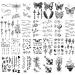 Flower and Butterfly Temporary Tattoos - 64 Sheets for Women and Girls | Arm, Hand, Face, Finger Adhesive Stickers - Buy Online on GoSupps.com