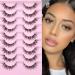 Lashes Natural Look 12mm False Eyelashes Cluster Lashes 90 Pcs Wispy Faux Mink Lashes Clear Band Cat Eye Individual Lashes Pack 9 Pairs by Zegaine