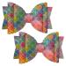 Mermaid Glitter Hair Accessories Bows Clips Slides Grips 3.5" Inch Multi Coloured Cute Handmade For Woman Girls Hairbows - 2x Bows Multi-Coloured