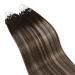 Ugeat Real Hair Extensions Microring #4/18/4 - Brown Balayage Chocolate Brown Dark Ashblond Micro Loop Extensions 50cm 50g - Buy Online on GoSupps.com