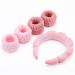 Dillot 5 Pack Sponge Spa Headbands for Women Puffy Headband for Washing Face or Facial Wrist Washband Set Pink Makeup Skincare Shower Hair Accessories Sponge & Towel Cloth Fabric Bubble Headband(Pink)