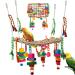 Bird Swing Toys, Bird Foraging Wall Toy, Seagrass Woven Hammock Swing Mat with Colorful Ropes Wooden Chew Toys for Lovebirds, Parakeets, Conures, Cockatiels