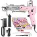 Tufting Gun 2 in 1 Cut Pile Loop Pile Rug Gun Machine Starter Kit Rug Tufting Kit Electric Tufting Gun Carpet Weaving Flocking Machine  Includes 10 Tufting Gun Skin Stickers  100-240V (Baby Pink)