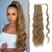 Fish braid ponytail hair extensions long wavy curly clip in ponytail synthetic hair braid hair extension hair part for women blonde & caramel 60 cm 60 cm (1 Pack) blonde & caramel