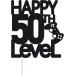 Grad ao Level 50th Birthday Cake Topper for Man Video Game Decoration Funny Husband 50 Fabulous and Happy Fifty Party Handmade (Black) Black Glitter - Buy Online on GoSupps.com
