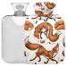 Oarencol Fox Fish Mouse Animal Hot Water Bottle with Cover 2L Transparent Hot Water Bottle for Pain Relief Cramps