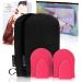 Ultimitt Double Self Tanning Applicator Mitts Set: Reusable Streak-Free Bronzing Sunless Tan Application Gloves. Indoor Fake Skin Bake Tan Microfiber Black Cloths with Holographic Bag