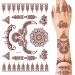 6 Sheets Brown Henna Temporary Tattoo Stickers Temporary Tattoos for Women Henna Tattoos Henna Temporary Tattoos Sexy Lace Waterproof Removable Fake Tattoos for Women Diy Body Face Arms Legs