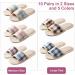 10 Pair Plaid Open Toe House Slippers Set - Non Slip Indoor Hotel and Travel Unisex Spa Slippers - Washable Reusable Breathable Casual Slippers for Guests and Family - Buy Online on GoSupps.com