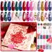Beetles Gel Nail Polish Set 14+3 Colors Beauty Advent Calendar 2024 Box Red Green Pink Gold Silver Glitter Glow In The Dark Nail Polish Glitter Top Coat Spring Gel Polish Gift for Women Grils Advent Calender