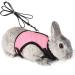 HAPPY HACHI Rabbits Harness With Elastic Lead Adjustable Rabbit Harness And Lead Set Mesh Vest for Hamsters Small Cats Guinea Pig Walking(S Pink) S Pink