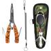 SAMSFX Locking Fishing Pliers - Saltwater Resistant Teflon Coated Braid Line Cutters | with Wire Coiled Lanyard, Sheath & Quick Knot Tool | Orange Camouflage - Buy Online on GoSupps.com