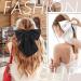 2Pcs Big Satin Hair Bows for Women Girls | 10 Inch Barrette Hair Clip | Black White Silk Ribbon Wedding Bows | French Style Hair Accessories - Buy Online on GoSupps.com