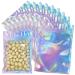 100pcs Resealable Holographic Mylar Bags 5.5x7.8 inch Foil Zip Lock Sample Pouch Gift Baggies For Packaging Candy Jewelry Lash Lip Gloss